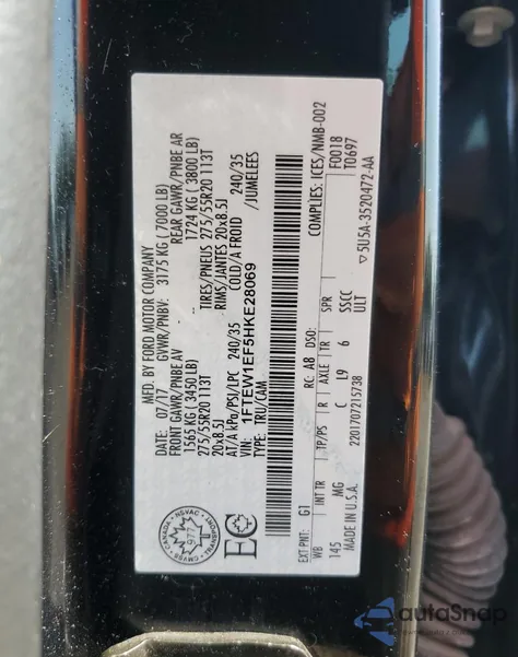 2017 Ford F150 Supercrew from USA, damaged, VIN 1FTEW1EF5HKE28069